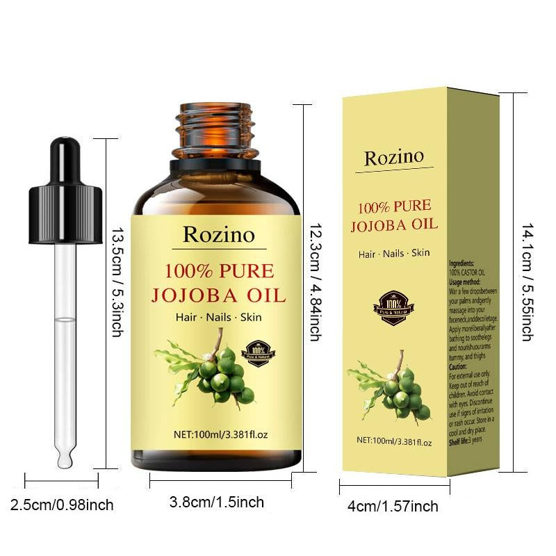 Rozino 100% Pure Jojoba Oil - No Rinse Fast Absorbing Body & Massage Oil