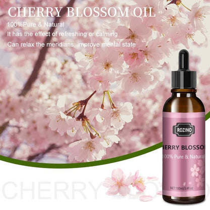 Rozino 100% Pure Natural Cherry Blossom Oil - Safe & Sustainable Curly Hair Treatment Blend for Haircare - 100ml Bottle