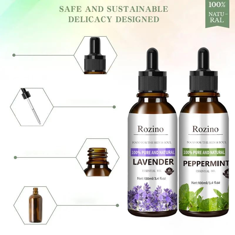 Rozino Pure Natural Lavender Essential Oil - Scalp & Skin Soothing Serum, 100ml