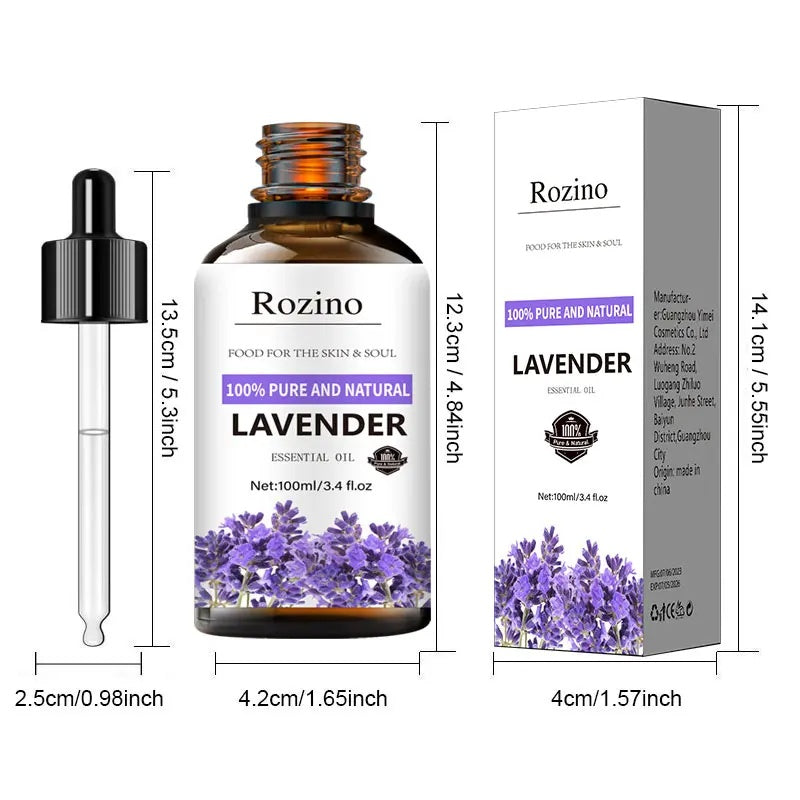 Rozino Pure Natural Lavender Essential Oil - Scalp & Skin Soothing Serum, 100ml