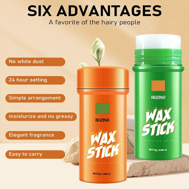 ROZINO 2-Piece Hair Wax Stick with Coconut Oil for Flyaways & Edge Frizz