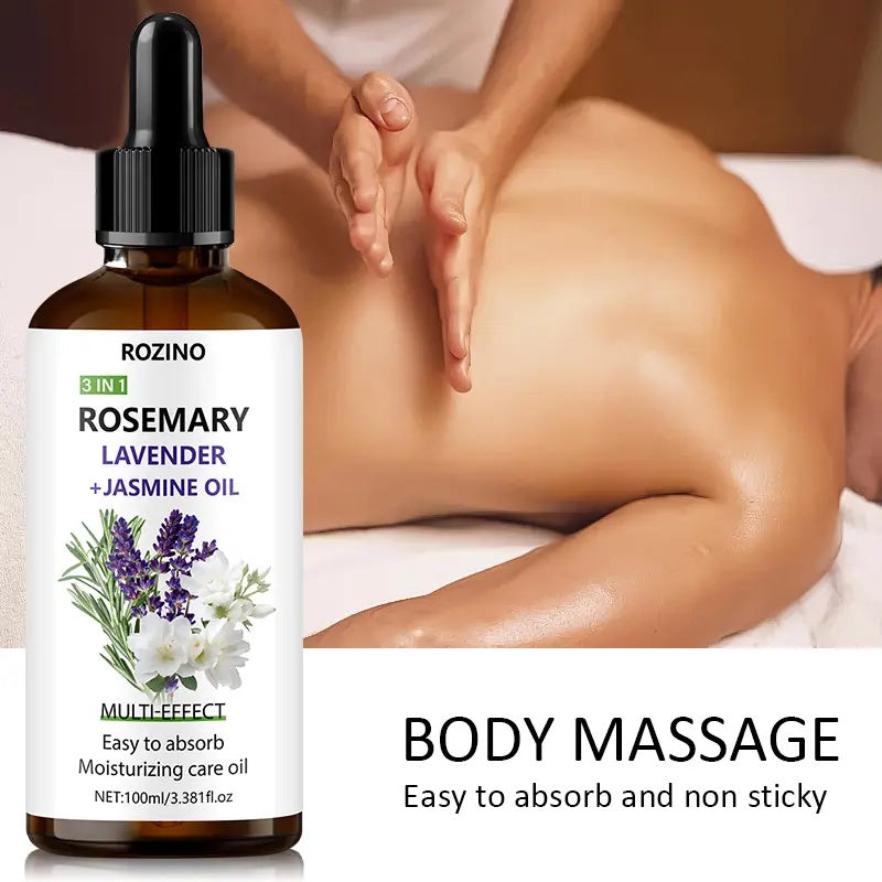 ROZINO 3-in-1 Rosemary, Lavender & Jasmine Body Oil - Moisturizing, 100ml
