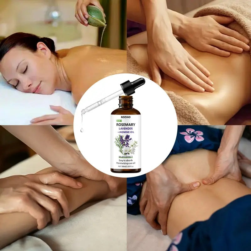 ROZINO 3-in-1 Rosemary, Lavender & Jasmine Body Oil - Moisturizing, 100ml