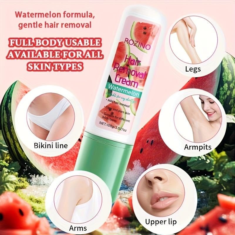 Rozino 3-in-1 Watermelon Hair Removal Cream - Remove, Moisturize & Soothe