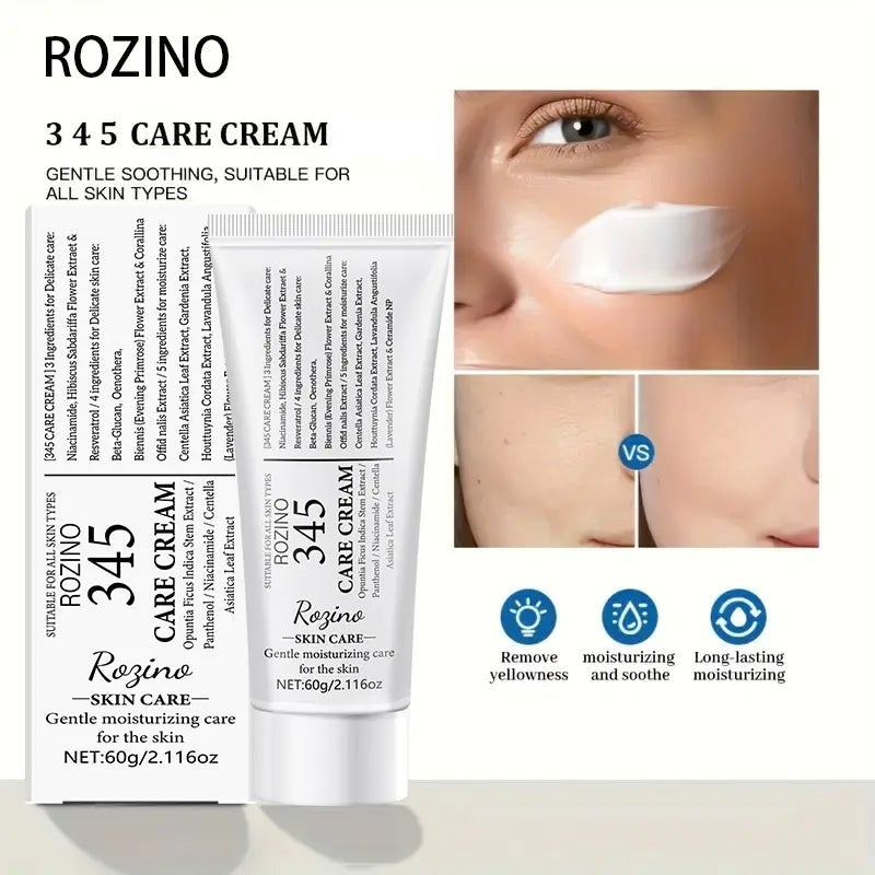 ROZINO 345 Care Cream - Gentle Facial Moisturizer for All Skin Types, 60g