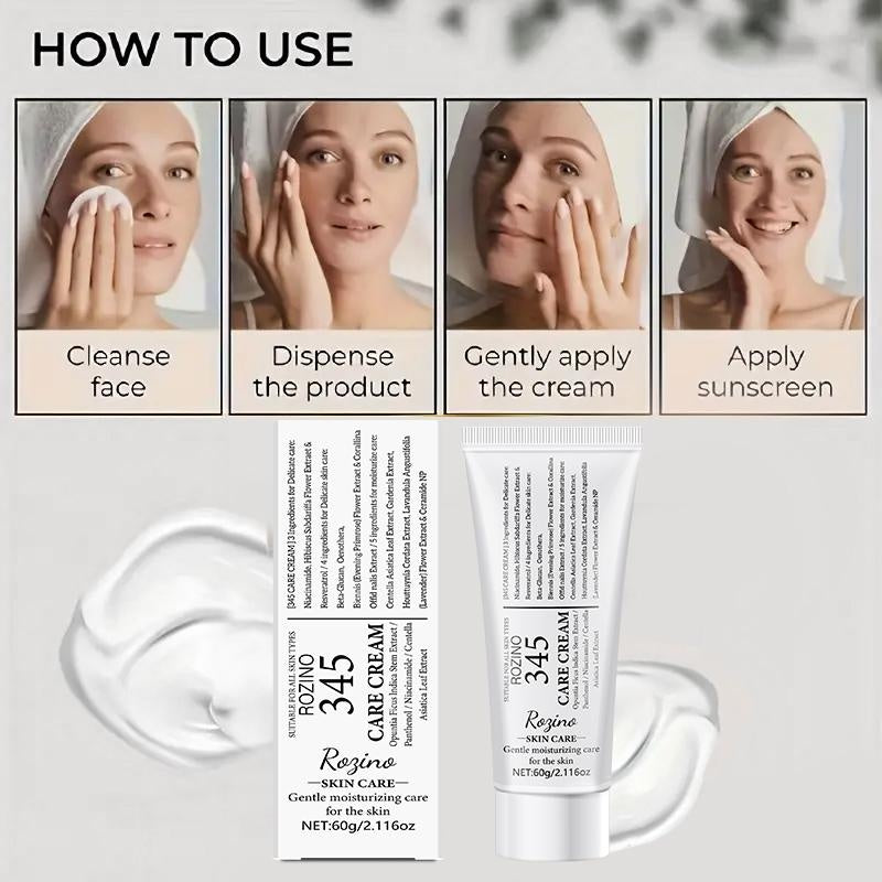 ROZINO 345 Care Cream - Gentle Facial Moisturizer for All Skin Types, 60g