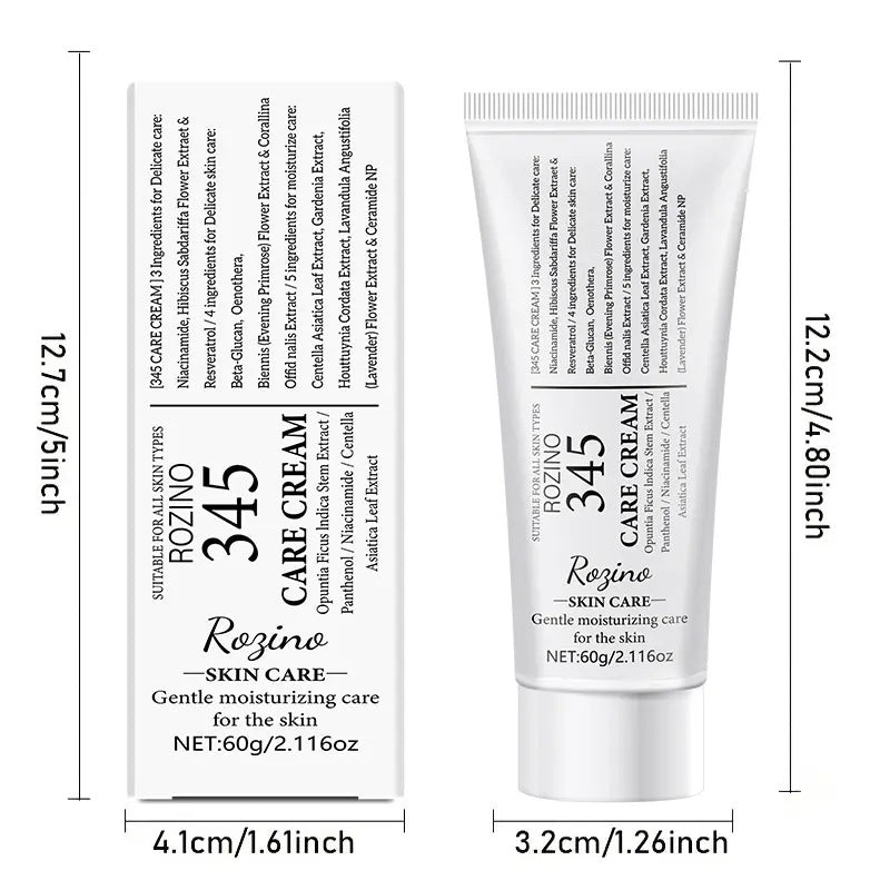 ROZINO 345 Care Cream - Gentle Facial Moisturizer for All Skin Types, 60g
