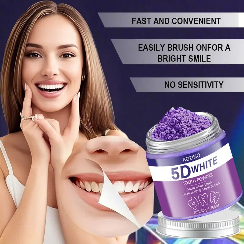 ROZINO 5D White Tooth Powder - Activated Charcoal Whitening - 50g