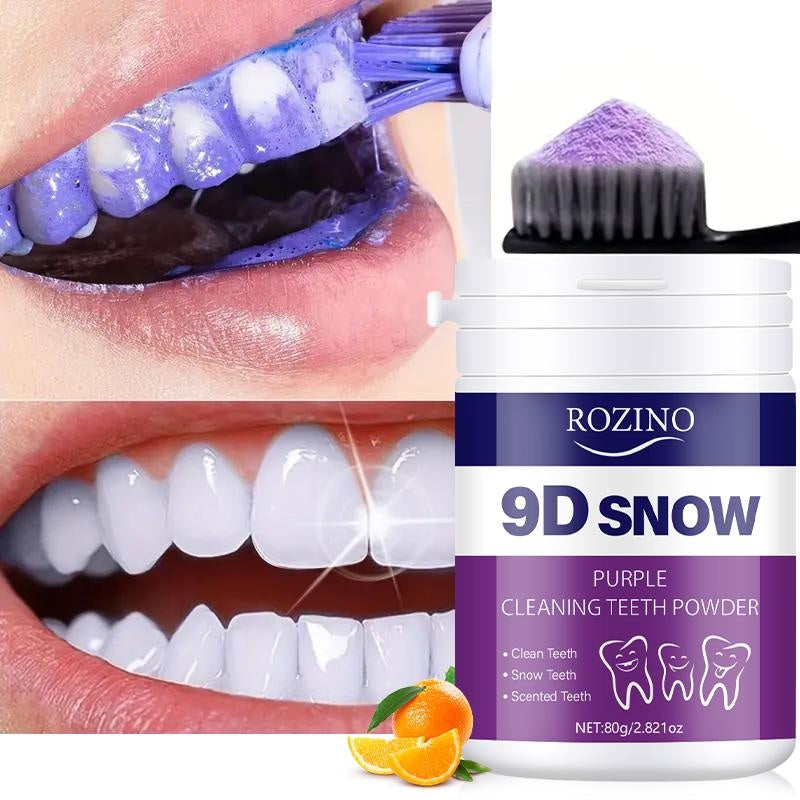 ROZINO 9D Snow Purple Teeth Whitening Powder - Fresh Breath & Enamel Support, 80g