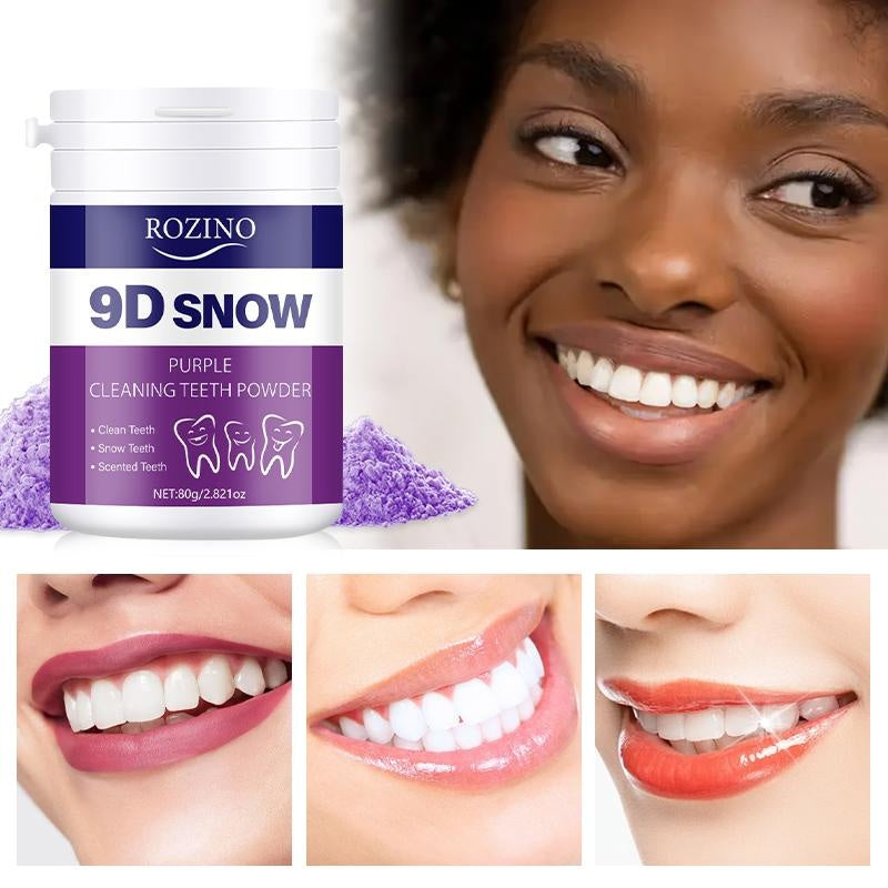 ROZINO 9D Snow Purple Teeth Whitening Powder - Fresh Breath & Enamel Support, 80g