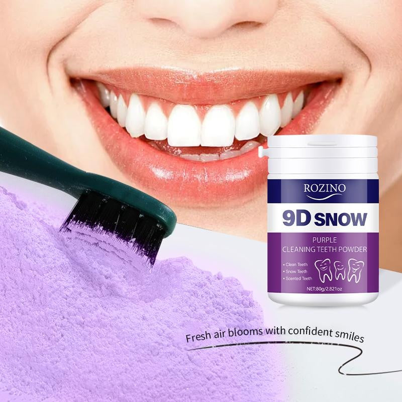 ROZINO 9D Snow Purple Teeth Whitening Powder - Fresh Breath & Enamel Support, 80g