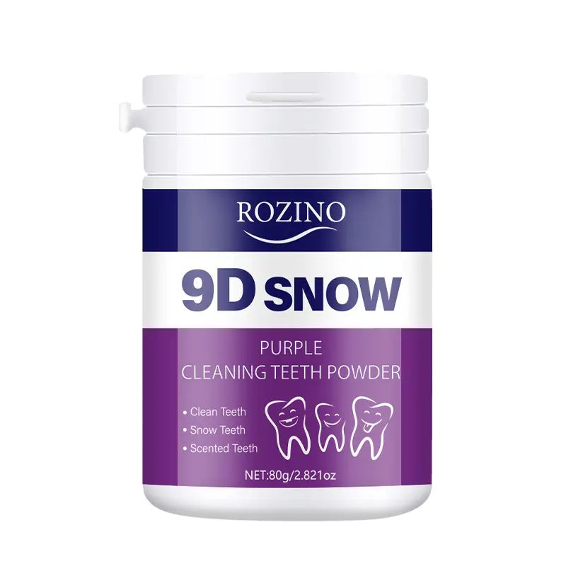 ROZINO 9D Snow Purple Teeth Whitening Powder - Fresh Breath & Enamel Support, 80g