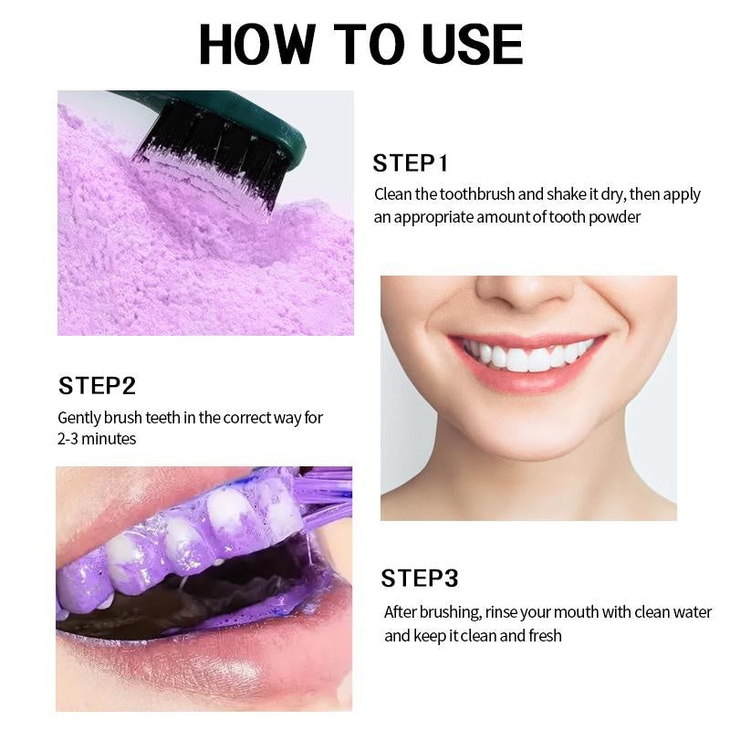 ROZINO 9D Snow Purple Teeth Whitening Powder - Fresh Breath & Enamel Support, 80g