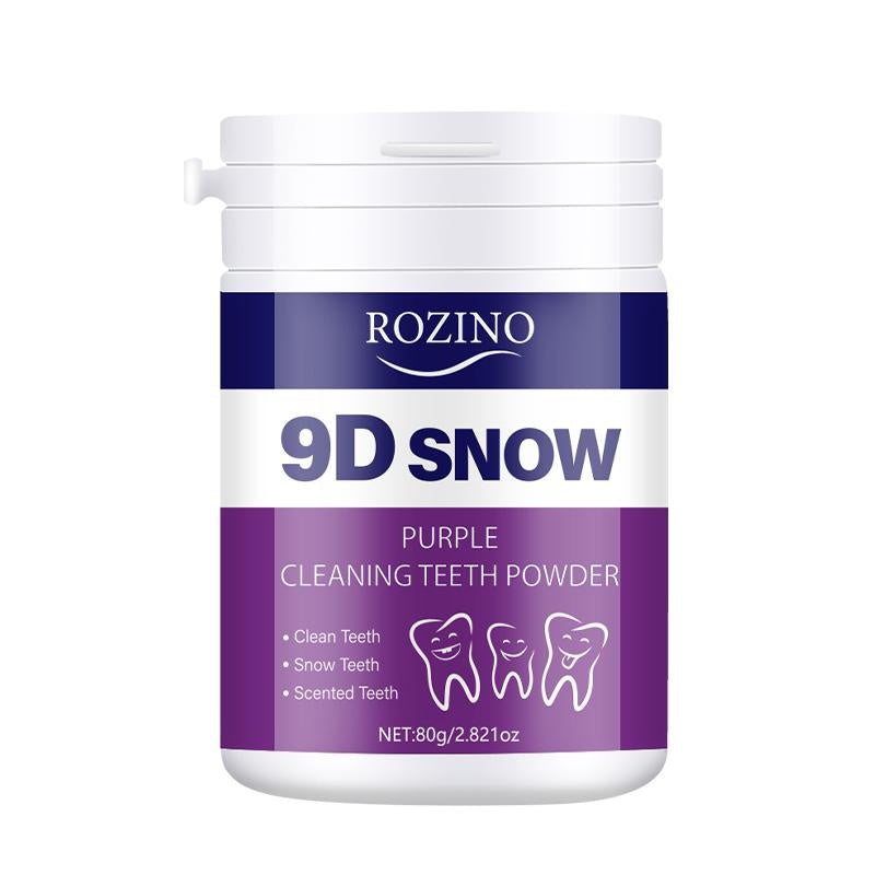 ROZINO 9D Snow Purple Teeth Whitening Powder - Fresh Breath & Enamel Support, 80g