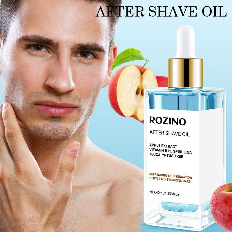 ROZINO After Shave Oil for Sensitive Skin - Apple Extract, Vitamin B3, Spirulina & Eucalyptus - 40ml