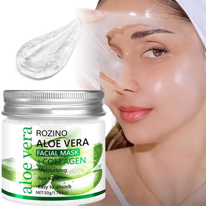 Rozino Aloe Vera & Collagen Facial Mask - Moisturizing Night Care for Smooth Soft Skin Texture - 50g