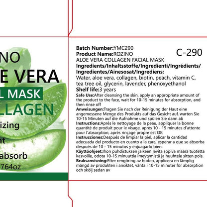 Rozino Aloe Vera & Collagen Facial Mask - Moisturizing Night Care for Smooth Soft Skin Texture - 50g