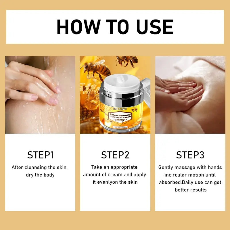 ROZINO Bee Venom Joint Cream - Soothing Relief for Joint Discomfort