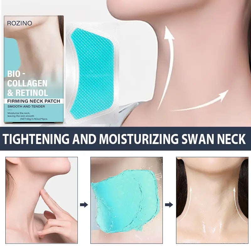 Rozino Bio-Collagen & Retinol Firming Neck Patches - Anti-Wrinkle Silicone Pads