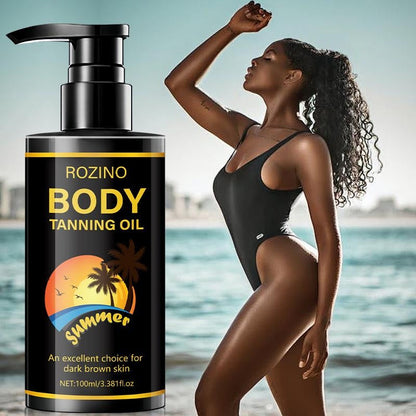 ROZINO Body Tanning Oil - Summer - Ready Sun - Kissed Skin Sunless Self Tanner Bronzing Lotion