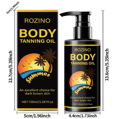 ROZINO Body Tanning Oil - Summer - Ready Sun - Kissed Skin Sunless Self Tanner Bronzing Lotion