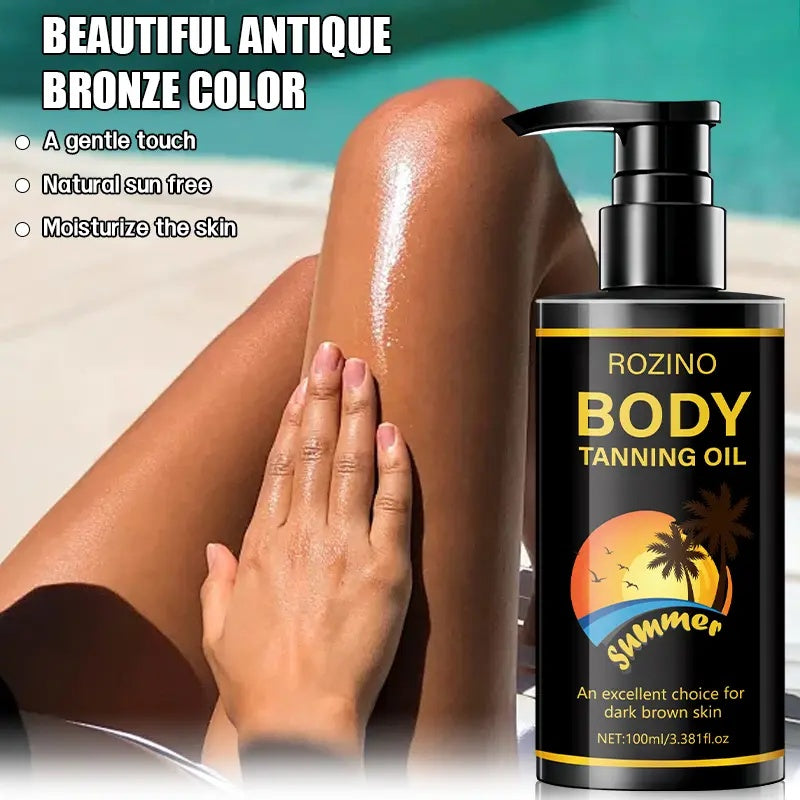 ROZINO Body Tanning Oil - Sunless Self Tanner Bronzing Lotion