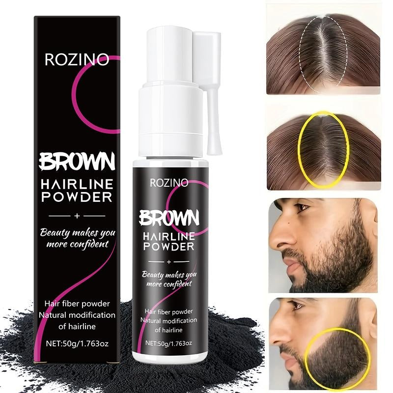 Rozino Brown Hairline Powder - Root Touch Up & Gray Coverage for Women & Men, 48-Hour Stain-Proof