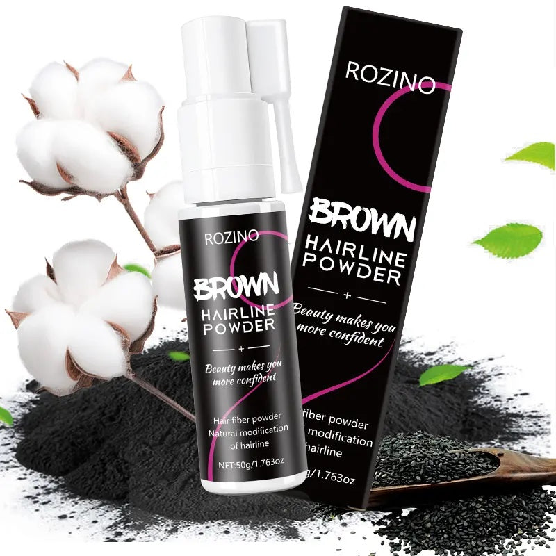 Rozino Brown Hairline Powder - Root Touch Up & Gray Coverage for Women & Men, 48-Hour Stain-Proof