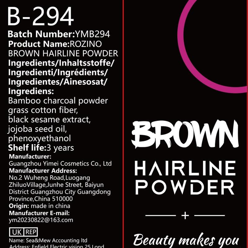 Rozino Brown Hairline Powder - Root Touch Up & Gray Coverage for Women & Men, 48-Hour Stain-Proof