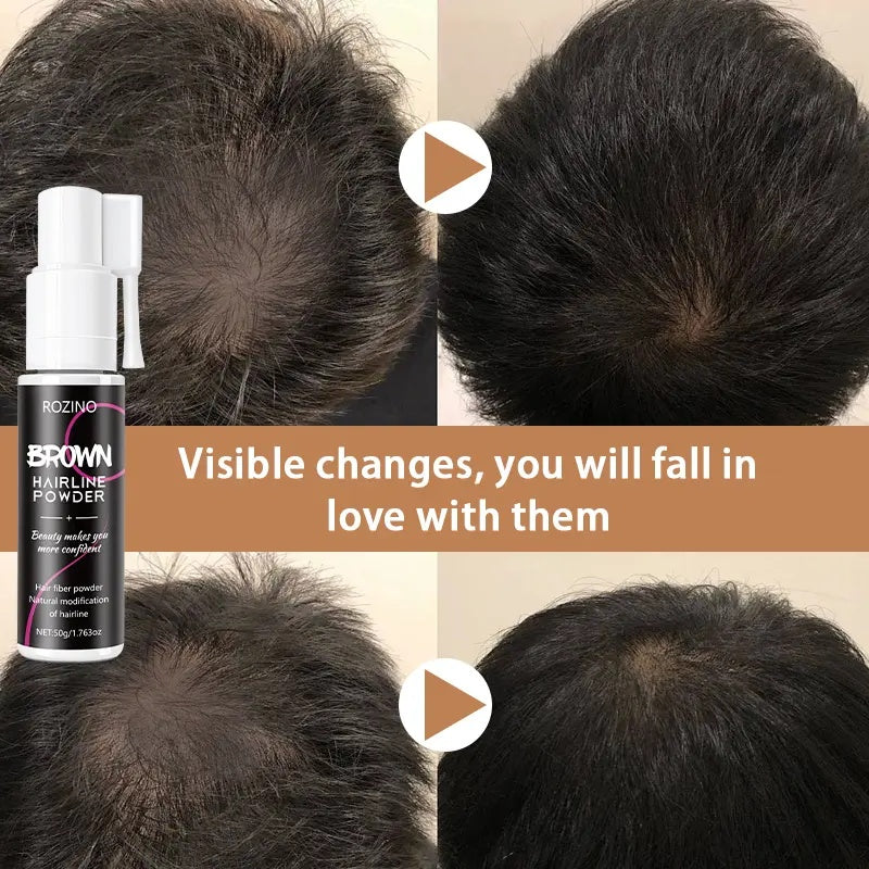 Rozino Brown Hairline Powder - Root Touch Up & Gray Coverage for Women & Men, 48-Hour Stain-Proof
