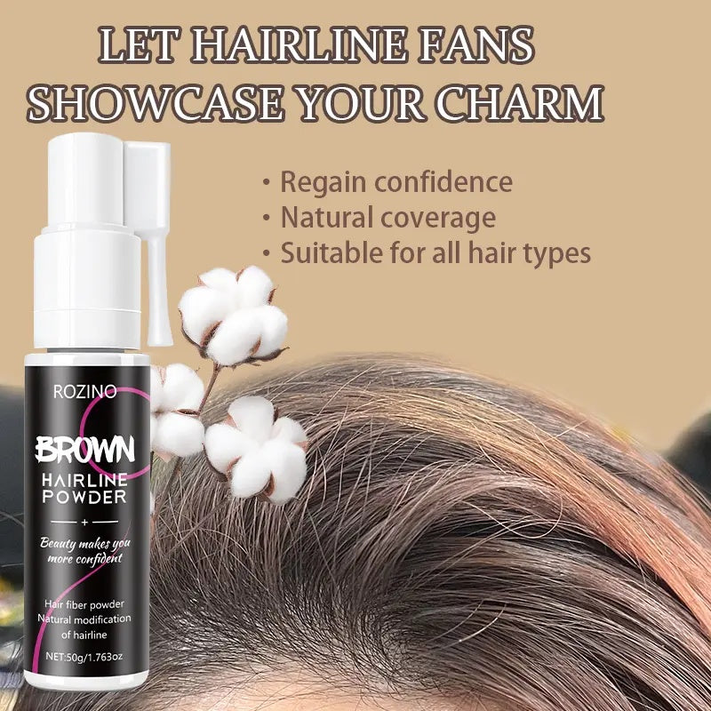 Rozino Brown Hairline Powder - Root Touch Up & Gray Coverage for Women & Men, 48-Hour Stain-Proof