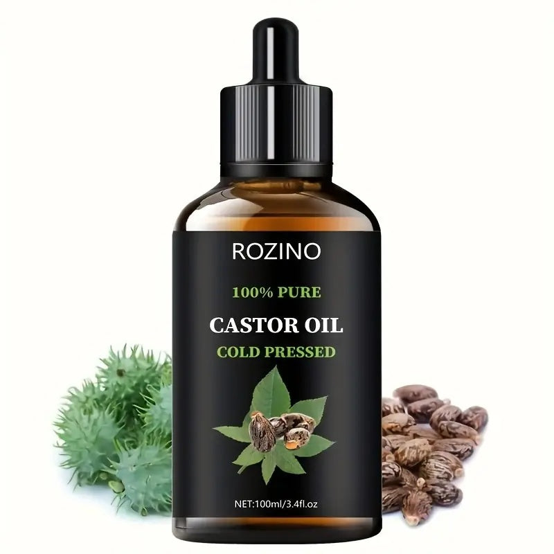ROZINO Castor Oil - Cold Pressed & Pure for Hair, Skin & Body Care