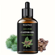 ROZINO Castor Oil - Cold Pressed & Pure for Hair, Skin & Body Care