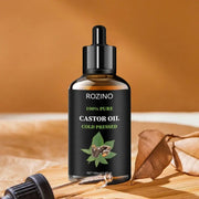 ROZINO Castor Oil - Cold Pressed & Pure for Hair, Skin & Body Care