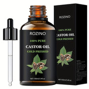 ROZINO Castor Oil - Cold Pressed & Pure for Hair, Skin & Body Care