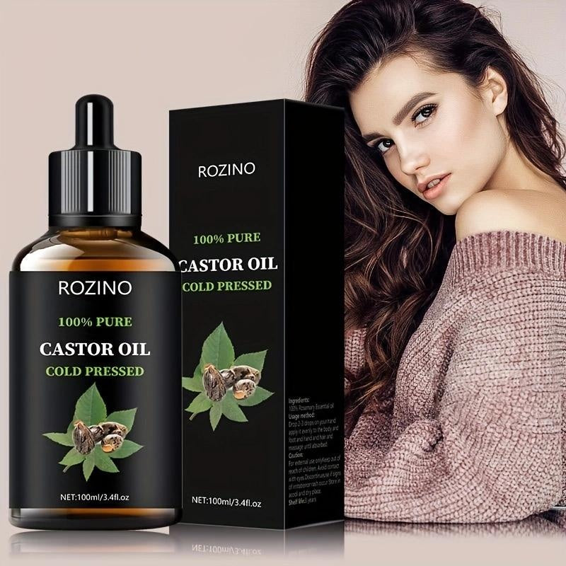 ROZINO Castor Oil - Cold Pressed & Pure for Hair, Skin & Body Care