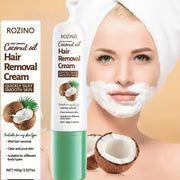 Rozino Coconut Oil Hair Removal Cream - Mild Formula for Sensitive Skin, 100g