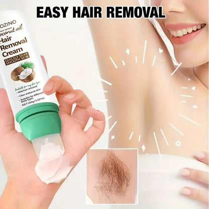 Rozino Coconut Oil Hair Removal Cream - Mild Formula for Easy Hair Removal - Gentle Wax for Sensitive Skin - 100g Container Body Care Cosmetic