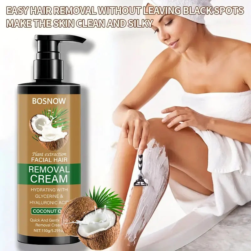 Rozino Coconut Oil Hair Removal Cream - Mild Formula for Sensitive Skin, 100g