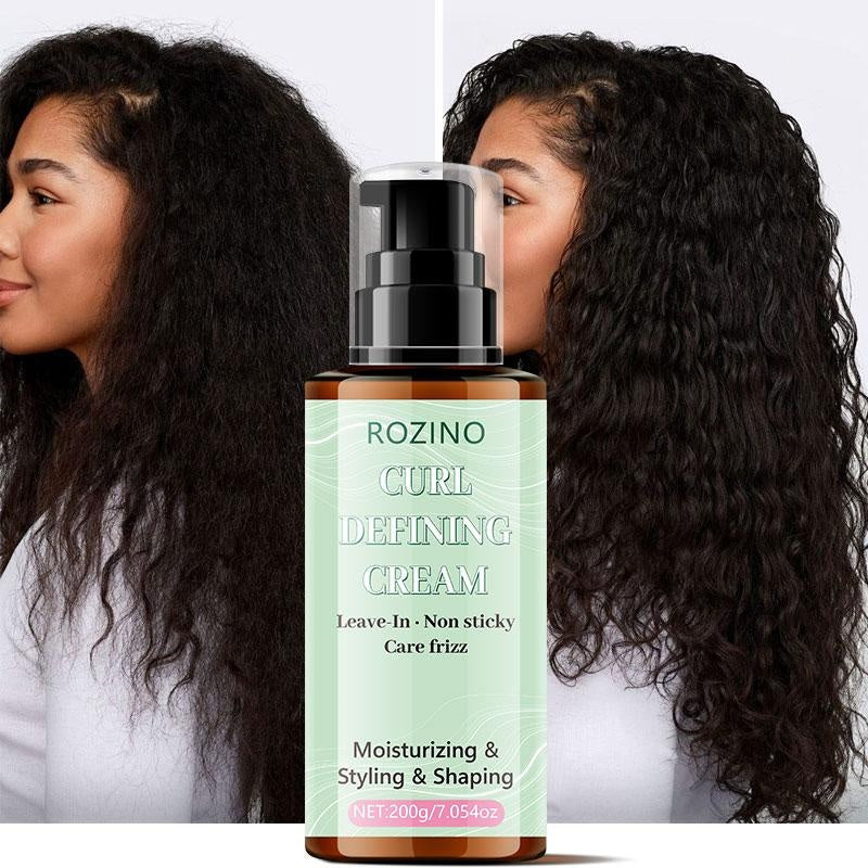 ROZINO Curl Defining Cream - Anti-Frizz Leave-In Styling Product, 200g