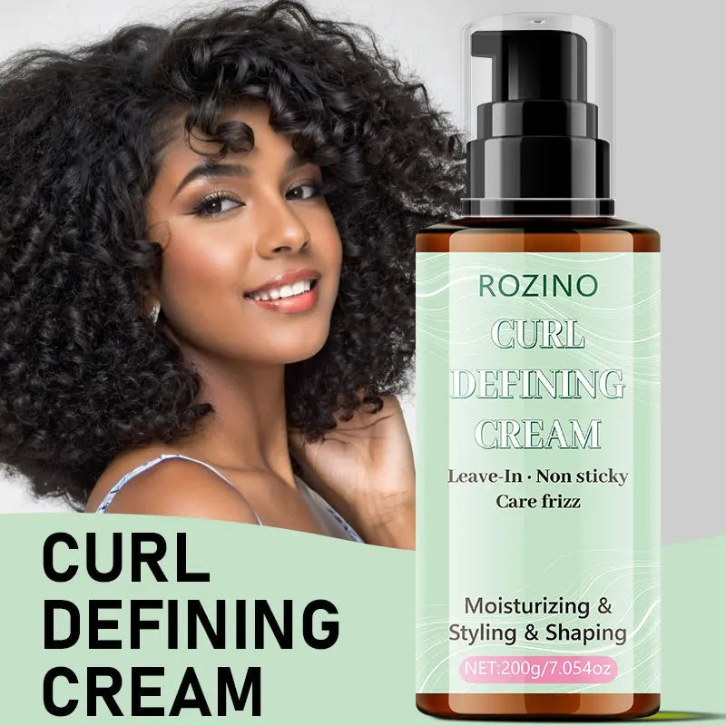 ROZINO Curl Defining Cream - Anti-Frizz Leave-In Styling Product, 200g