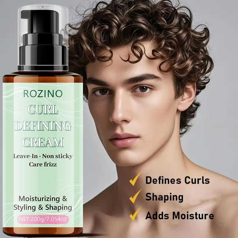 ROZINO Curl Defining Cream - Anti-Frizz Leave-In Styling Product, 200g