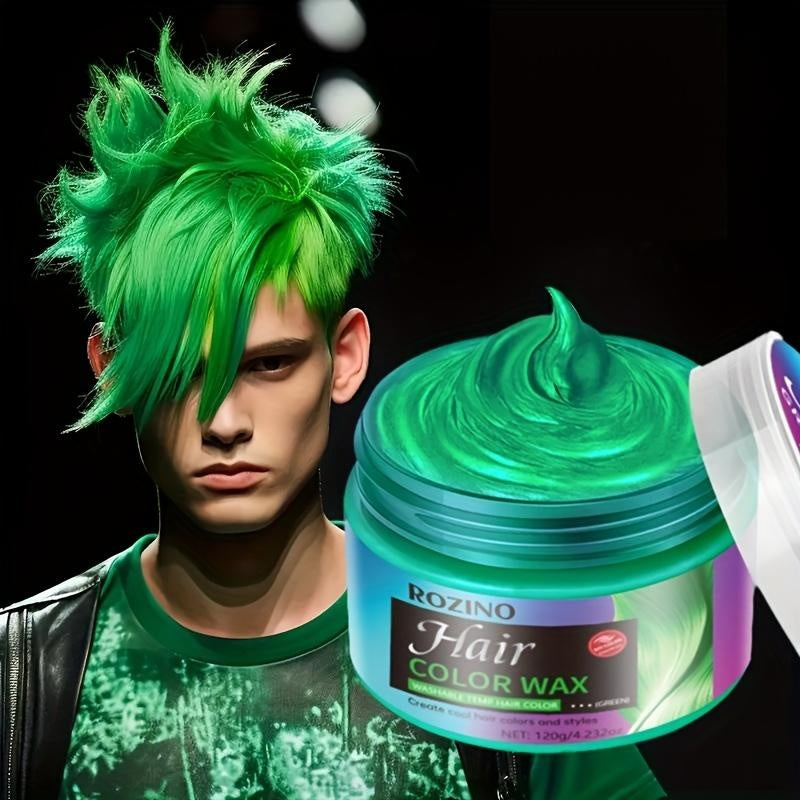 ROZINO Green Hair Coloring Styling Wax for Men - Long Lasting Natural Color