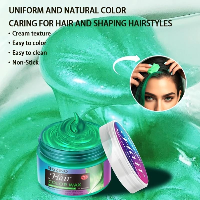 ROZINO Green Hair Coloring Styling Wax for Men - Long Lasting Natural Color