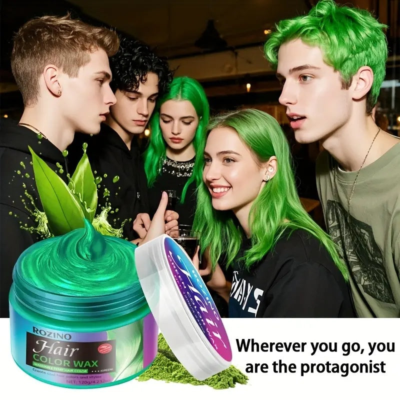 ROZINO Green Hair Coloring Styling Wax for Men - Long Lasting Natural Color