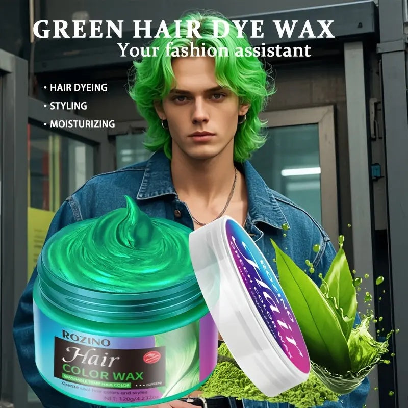 ROZINO Green Hair Coloring Styling Wax for Men - Long Lasting Natural Color