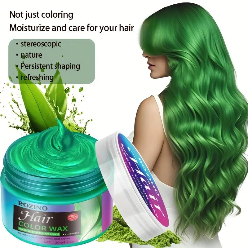 ROZINO Green Hair Coloring Styling Wax for Men - Long Lasting Natural Color