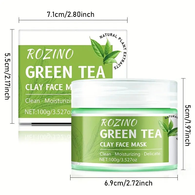 ROZINO Green Tea Cleansing Clay Mask - Deep Pore Cleansing & Moisturizing