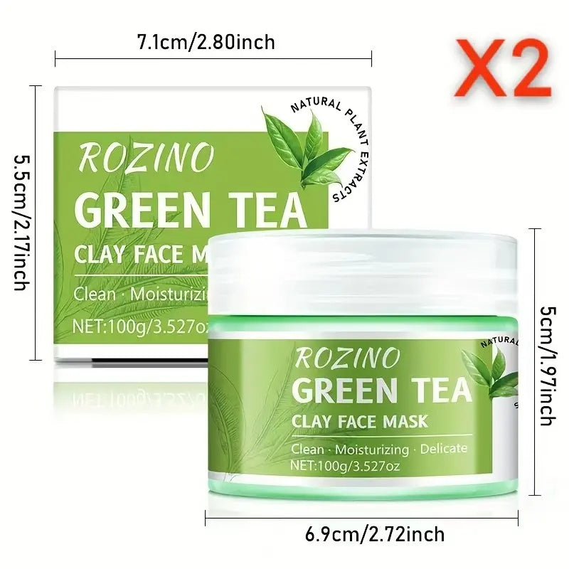 ROZINO Green Tea Cleansing Clay Mask - Deep Pore Cleansing & Moisturizing