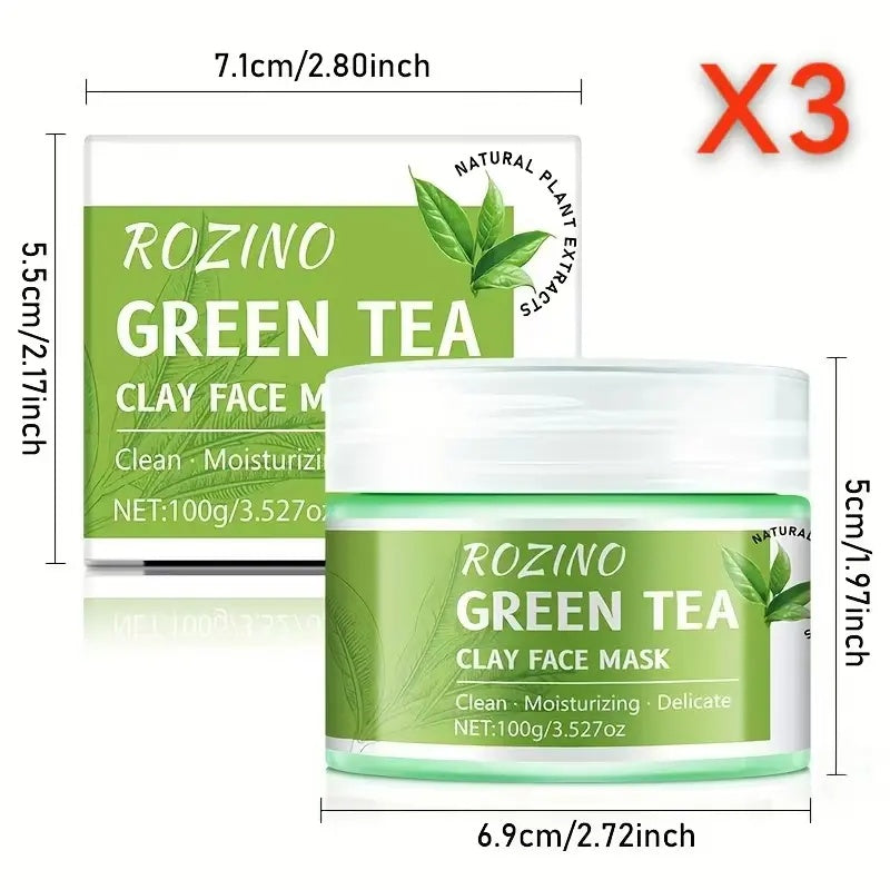 ROZINO Green Tea Cleansing Clay Mask - Deep Pore Cleansing & Moisturizing